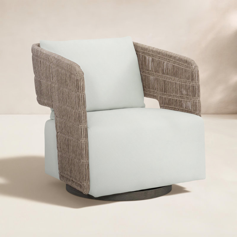 Maldives Swivel Outdoor Lounge Chair, White Vinyl 6503-000