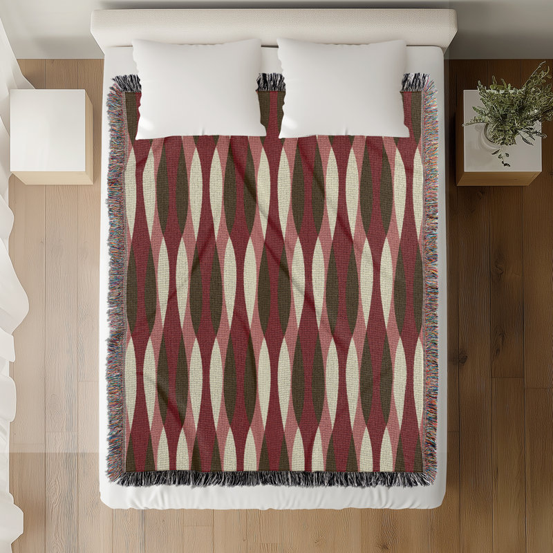Jeté en mélange de coton Jordyn, Rouge, L 80 po x l 60 po