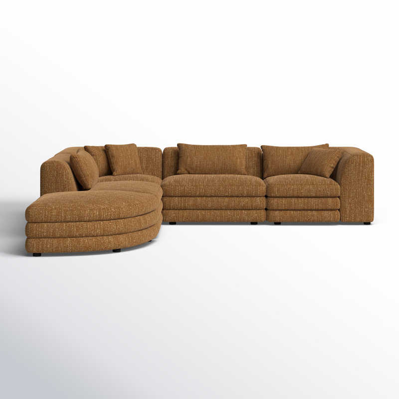 Donia 5 - Piece Upholstered Sectional, Amber Glow Mustard Tweed