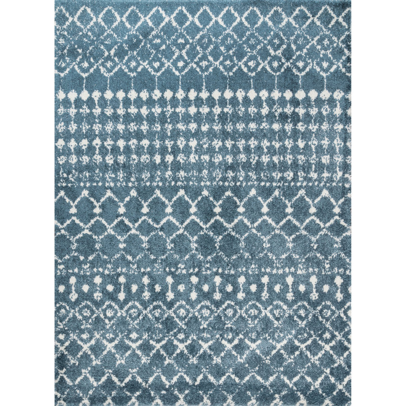 Tapis bleu clair à poils longs Missouri, Rectangle 4 pi x 6 pi