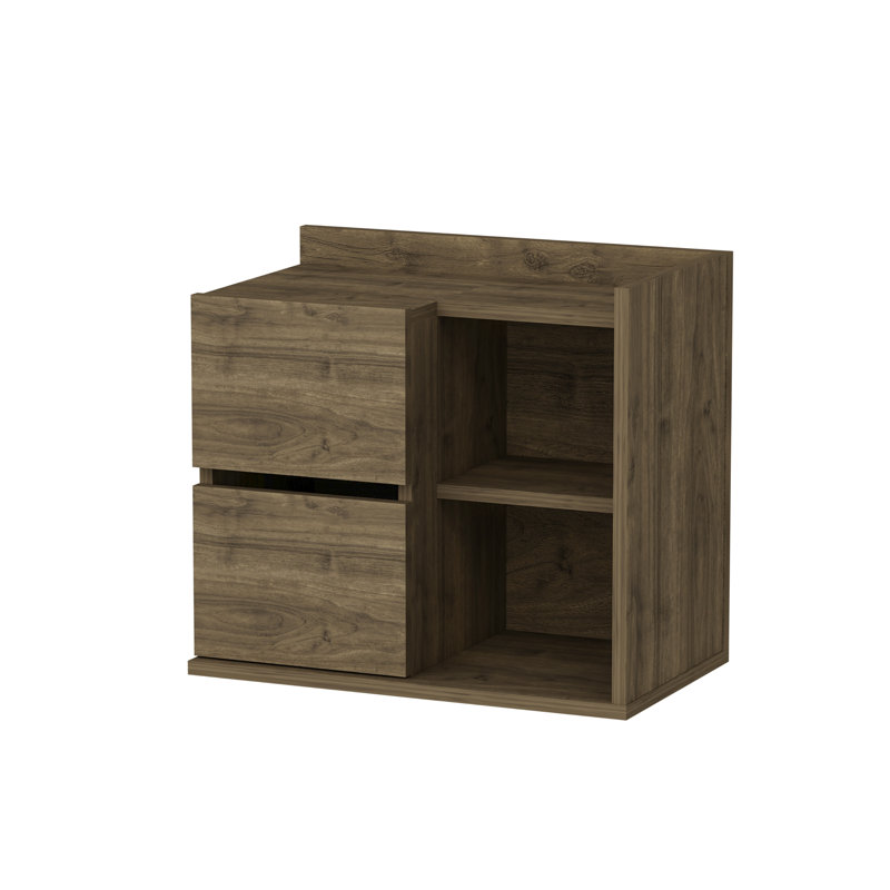 Bilyue 60cm W Particle Board Bedside Table, Walnut