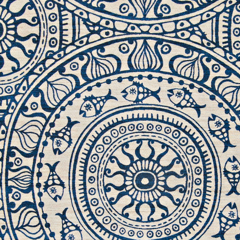 Rectangle Ocean Medallions Ivory and Beige Indoor Outdoor Machine Washable Area Rug, Rectangle 3' x 5'