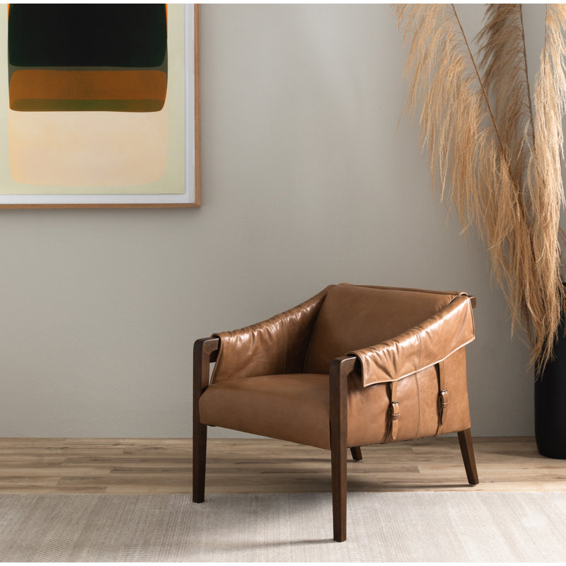 Karin 27" Wide Armchair, Brown, Dakota Warm Taupe Genuine Leather