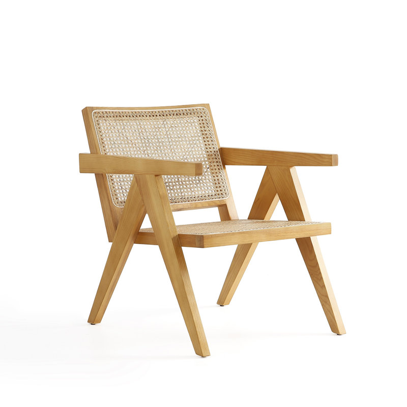 Shakespeare Accent Chair In Black And Natural Cane - Set Of 2, Natural 