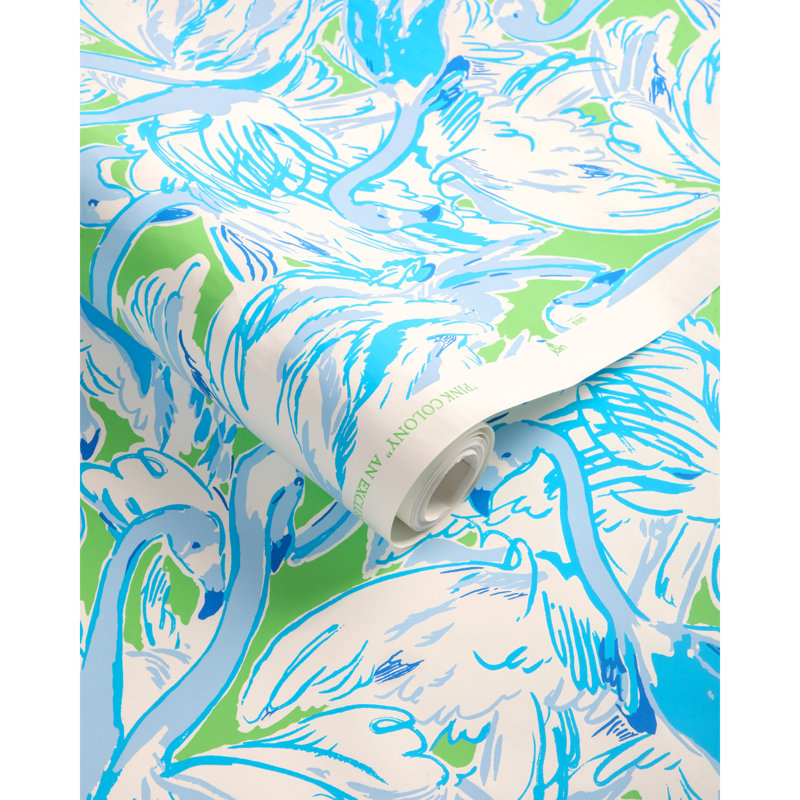 Lilly Pulitzer Pink Colony Wallpaper, Green/Blue