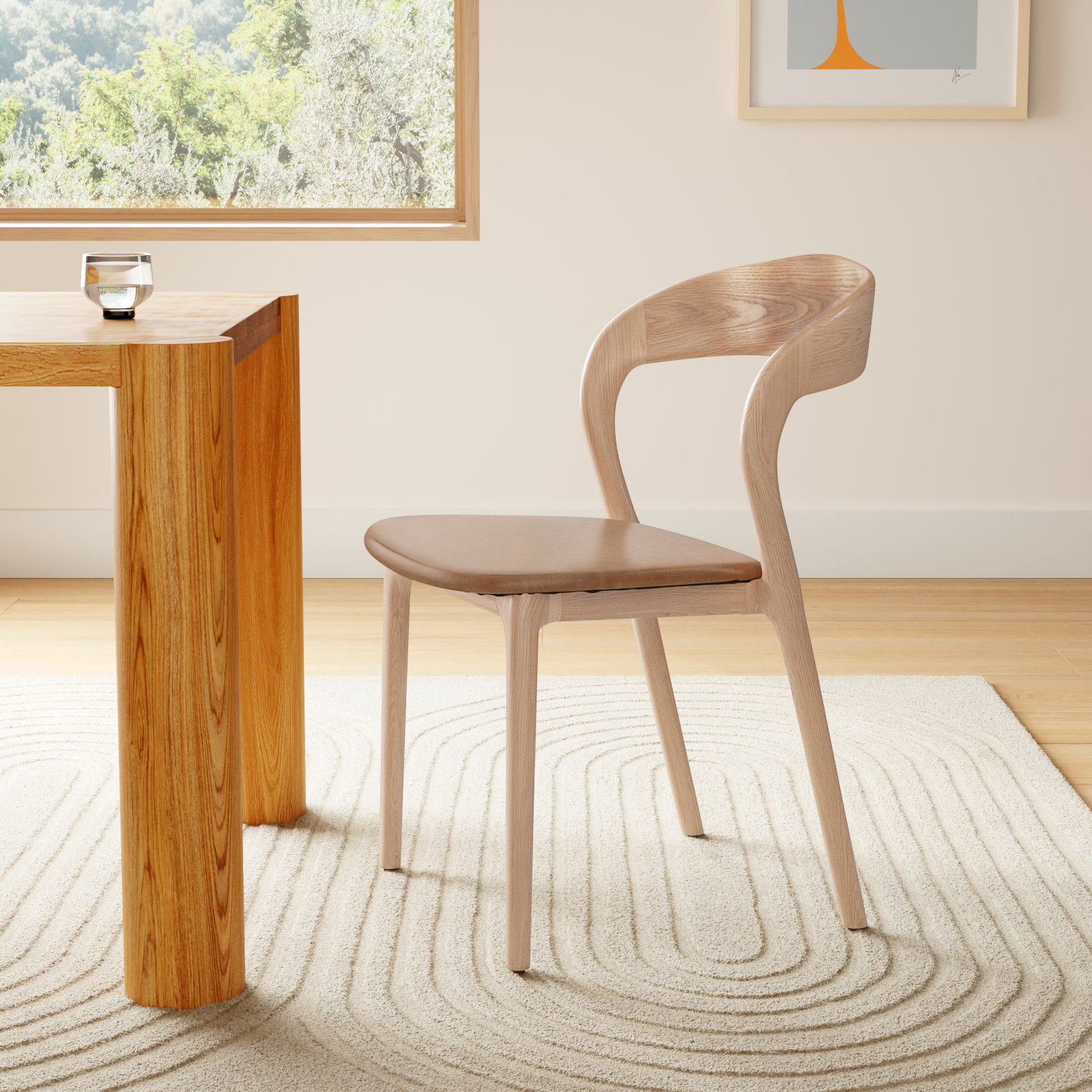 Kayla Genuine Leather Dining Chair, Sonoma Butterscotch Top Grain Leather, Natural