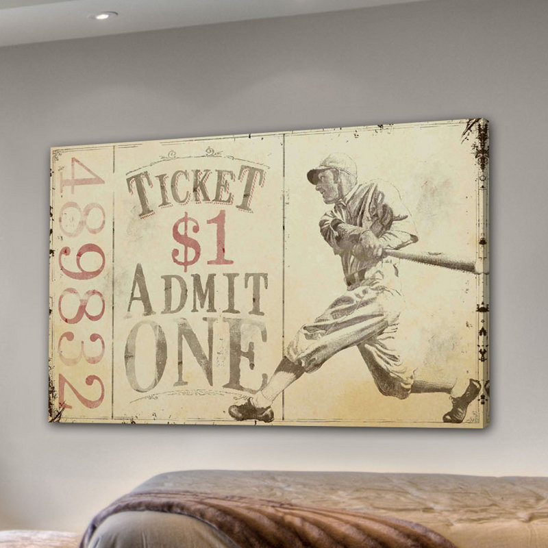 Vintage Baseball Ticket Canvas Print 30 x 45