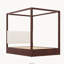 Lit plateforme à baldaquin Queen avec tête de lit rembourrée, couleur espresso-1034050279-1034050280