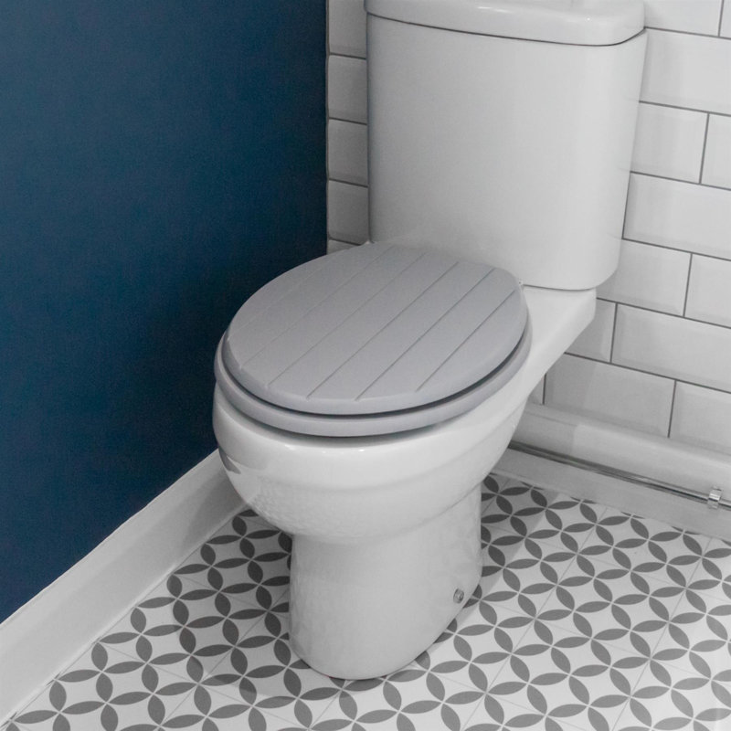 Harbour Housewares - Wooden Soft Close Toilet Seat, Grey