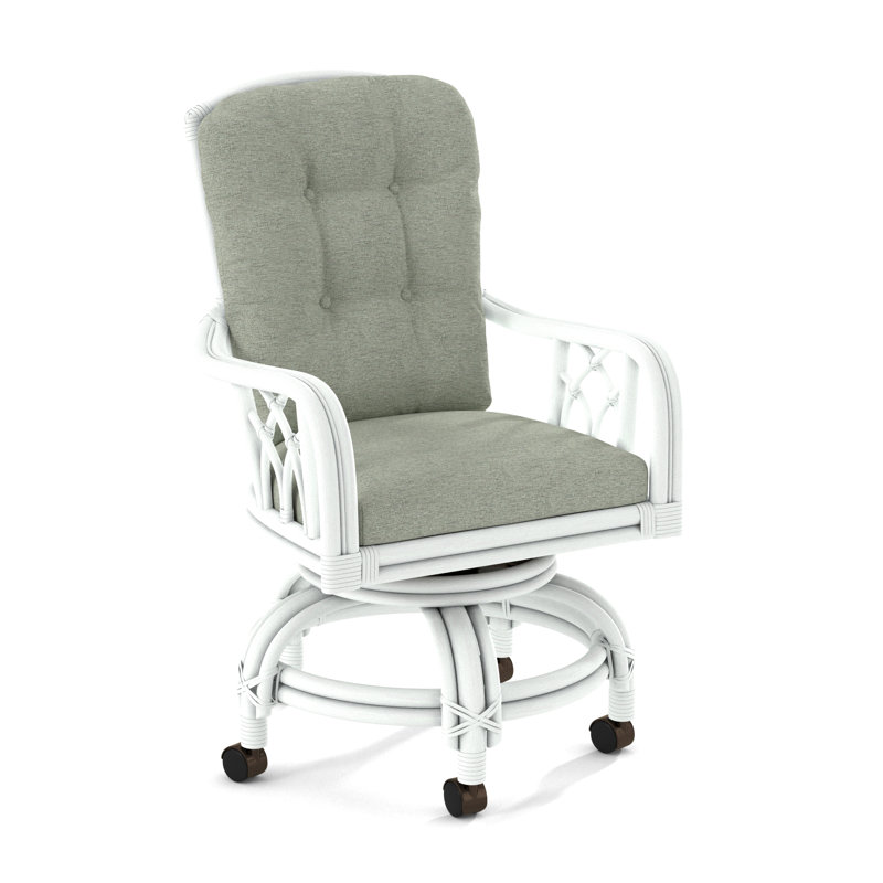 Edgewater Castered Arm Chair, Frost White, White Performance Fabric; 0851-94
