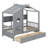 A Wooden House Bed With Two Drawers, Designed As A Kids' Bed Featuring A Storage Shelf-689641221-689641216