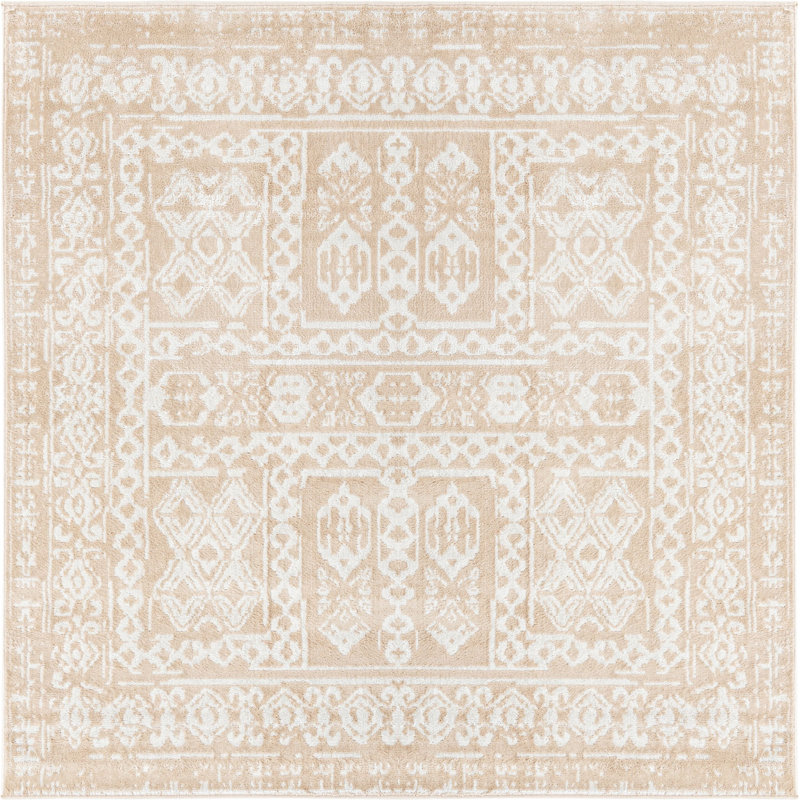 Tapis beige contemporain Micsunel, Carré 6 pi