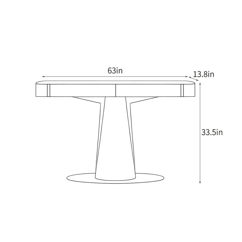 Console de style italien simple de luxe, Doré / crème, H 33,5 po x l 63 po x P 13,8 po, Blanc