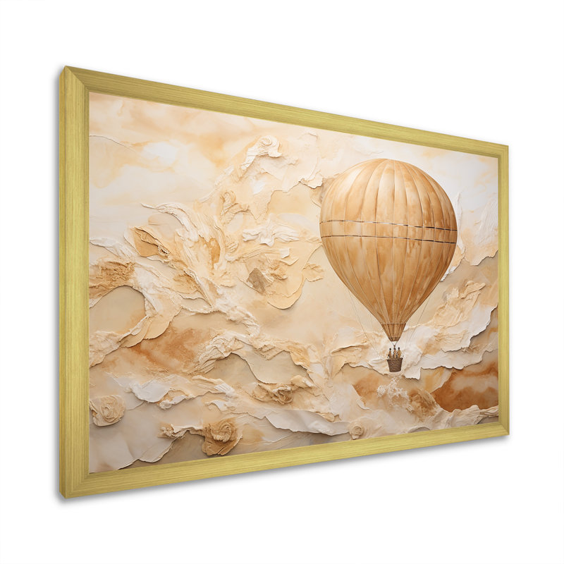 Minimalisme, montgolfière, voyages sur toile, H 30 po x l 40 po x P 1,5 po, Cadre doré simple