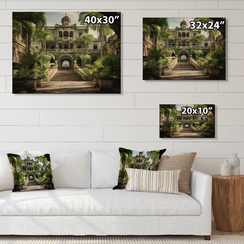 Cuba, charme colonial vert sur bois, H 10 po x l 20 po x P 0,78 po