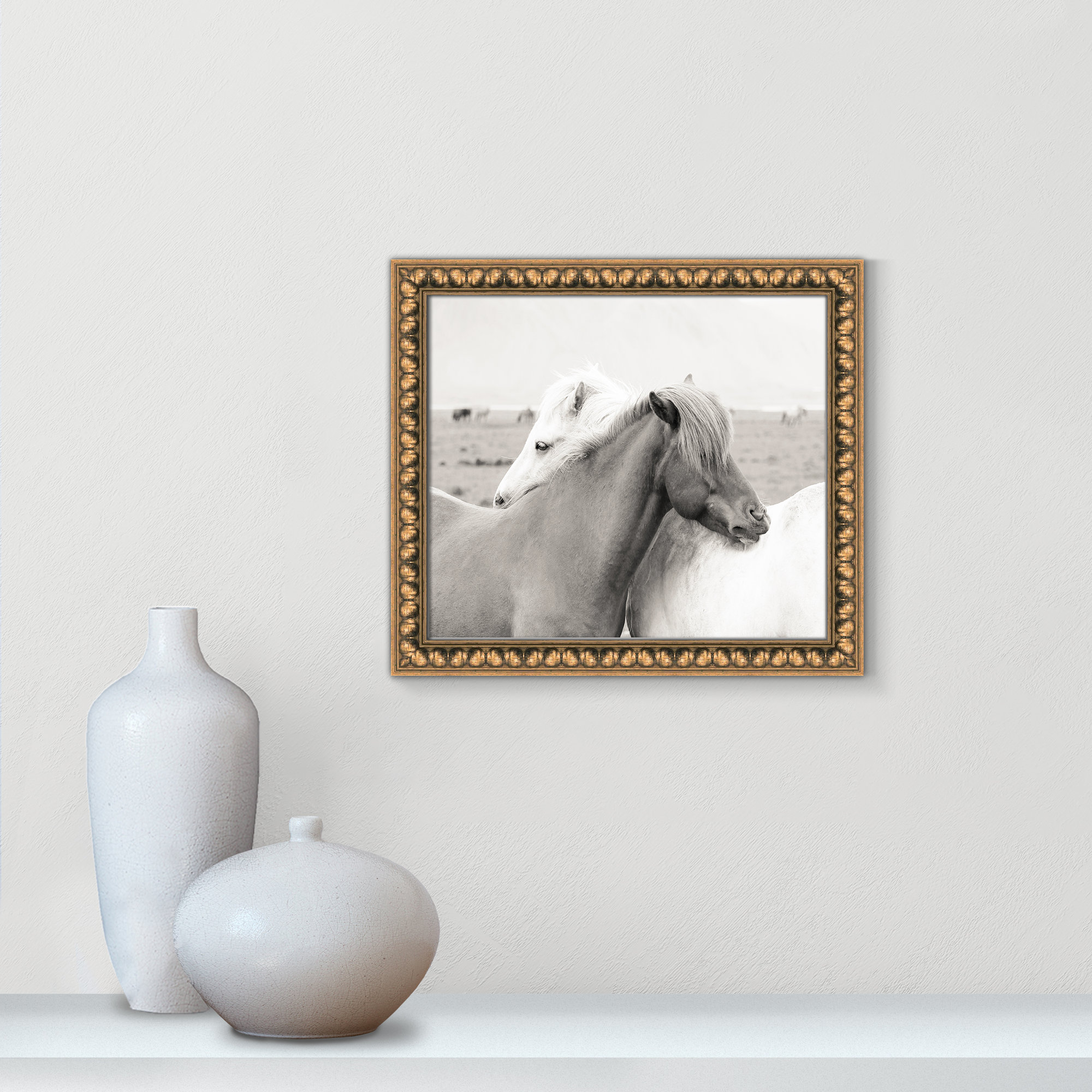 Icelandic Meadow Horses by Danita Delimont - Picture Frame Photograph on Paper, Gold Bead Framed, 14" H x 16" W x 1.13" D