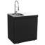 Îlot de cuisine extérieure modulaire en forme de L de 157 pouces avec barbecue à gaz 6 brûleurs de 96 000 BTU, brûleur latéral, comptoir en granit noir, évier, réfrigérateur à boissons extérieur et ensemble de rôtisserie.
