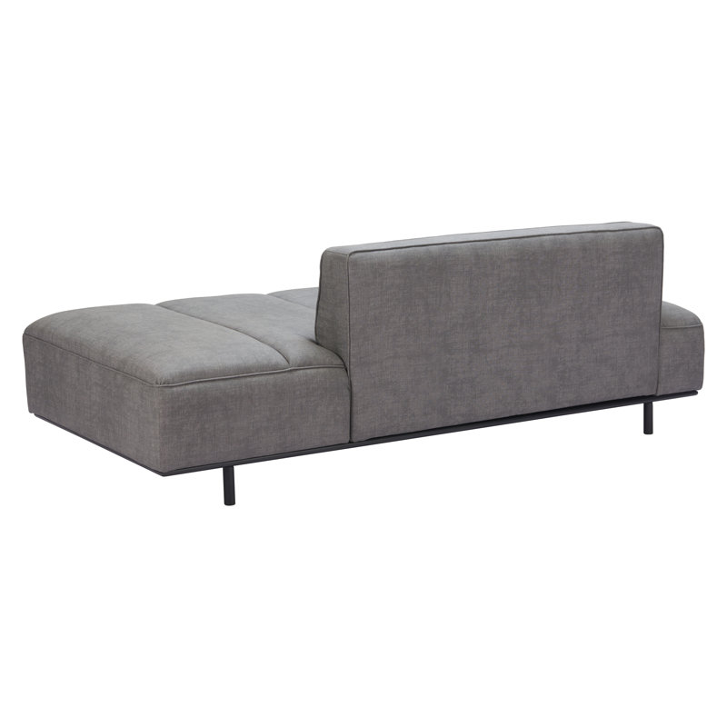 Gray Faux Leather Armless Sleeper Sofa with Metal Legs