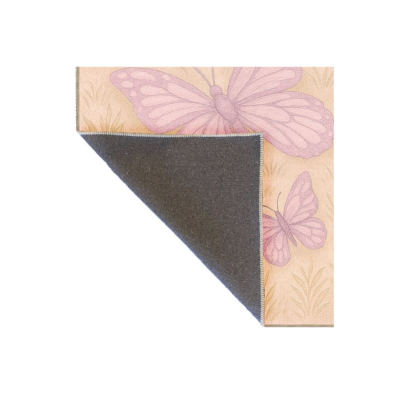 Tapis rose tissé à motif floral lavable Mosso, 3 pi 11 po x 5 pi 11 po