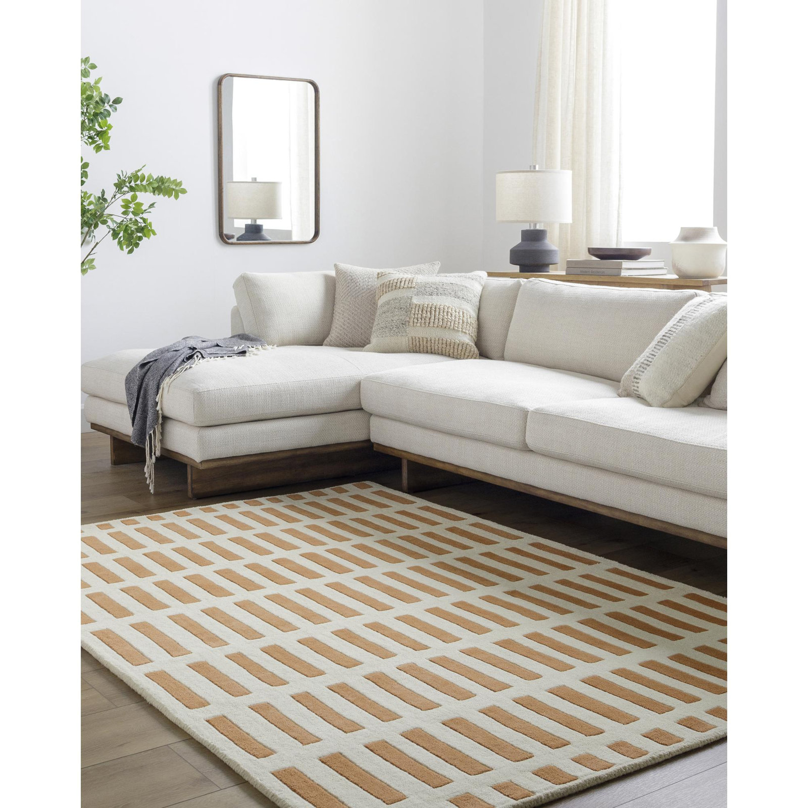 Jason Wu Hand-Woven Geometric Orange Rug, Rectangle 5' x 7'6"