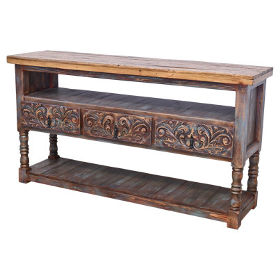 Artisan Carved Solid Wood Console Table