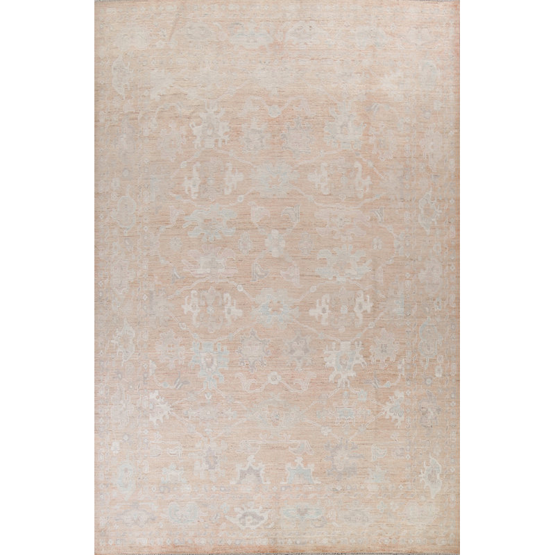 Tapis turc Oushak à motif végétal noué à la main 9 x 12