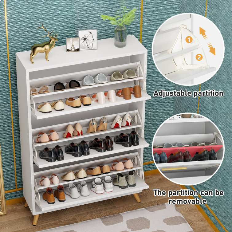 Everly Quinn 24 Pair Shoe Storage Cabinet