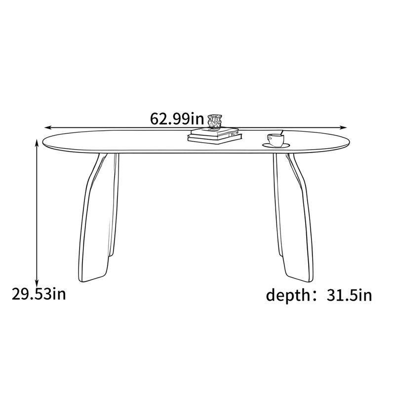 Table de salle à manger French French, H 29,53 po x L 62,99 po x l 31,5 po