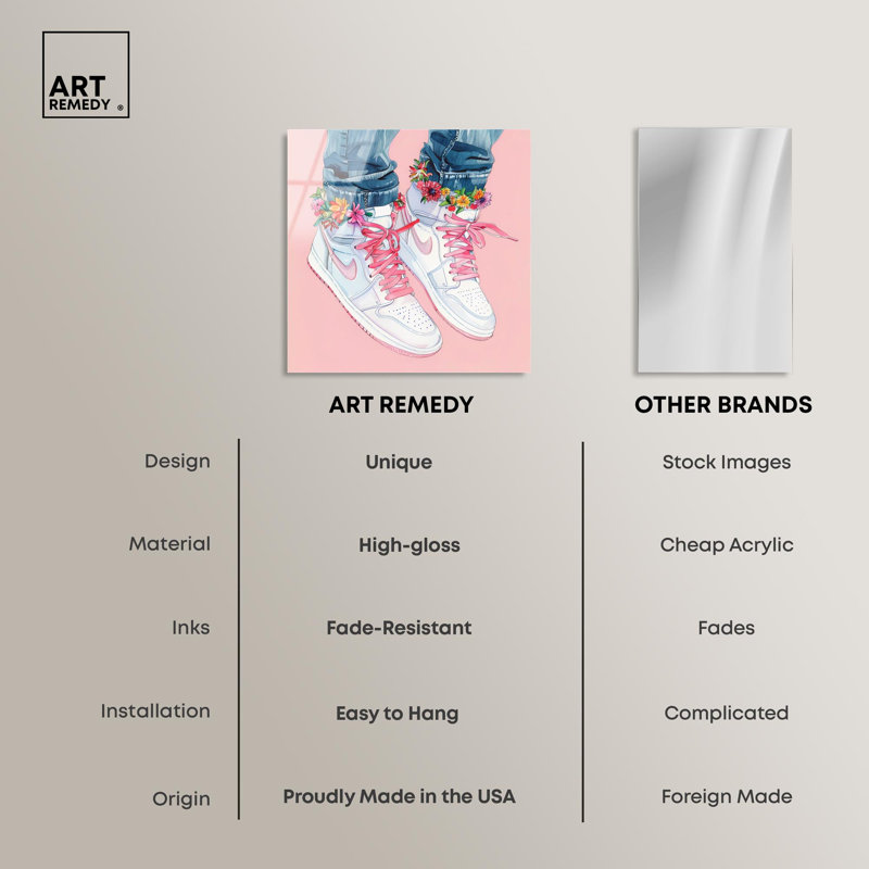 Art mural Sneaker Blush, H 40 po x l 40 po
