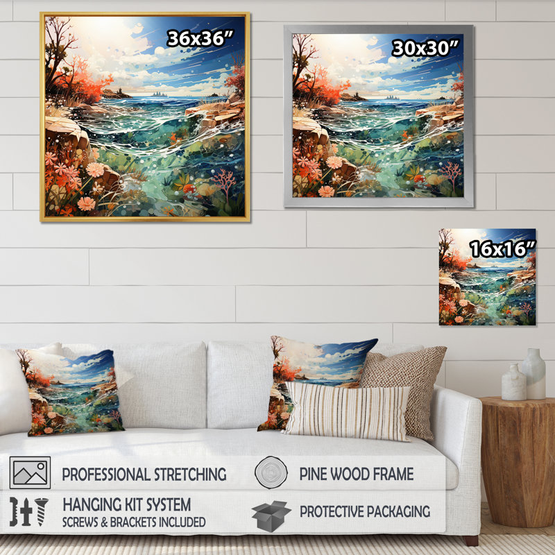 Beach Surf And Turf II - Beach Wall Art Prints, H 24 po x l 24 po x P 1 po, Toile tendue