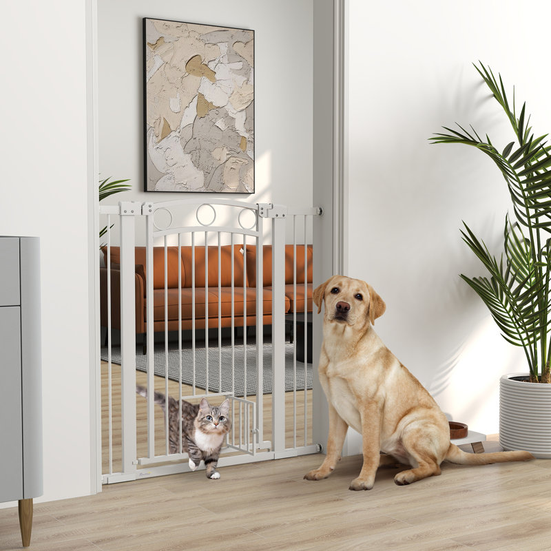 Stair Gate with Cat Door Adjustable Width 76-104cm and 106cm Tall