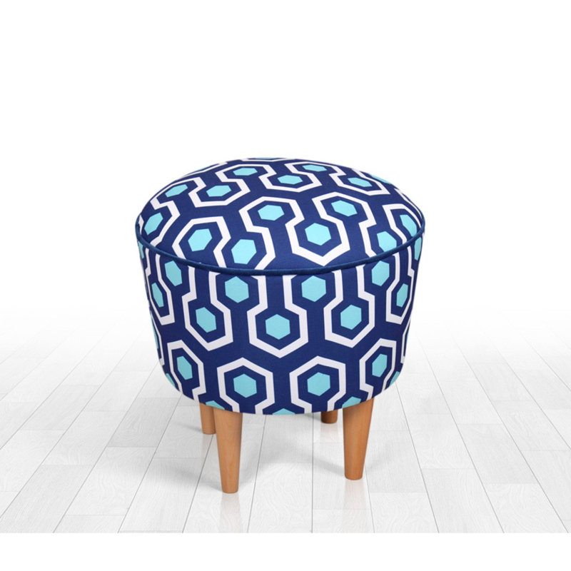 Chackbay 42cm Wide Round Geometric Footstool Ottoman