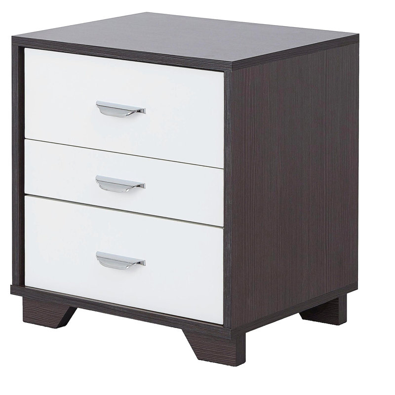 White and Black 3-drawer Rectangular Accent Table, White/Black