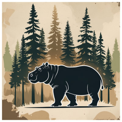 Hippo In Pine Forest Bedding Hippo Bedspread Animal