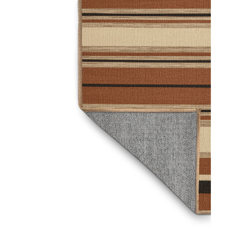  Tapis rayé lavable rayé crème, Rond 8 pi