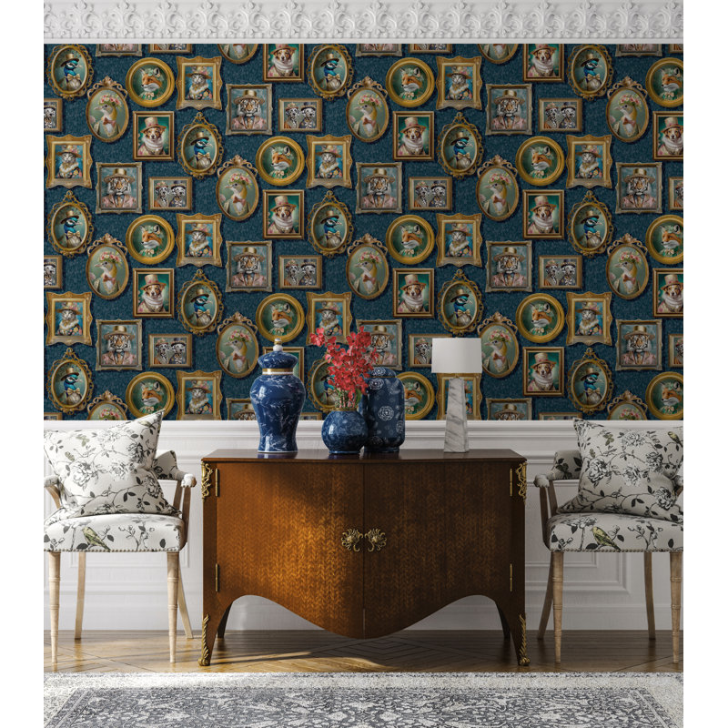Papier peint Regal Beasts, Bleu marine/bleu