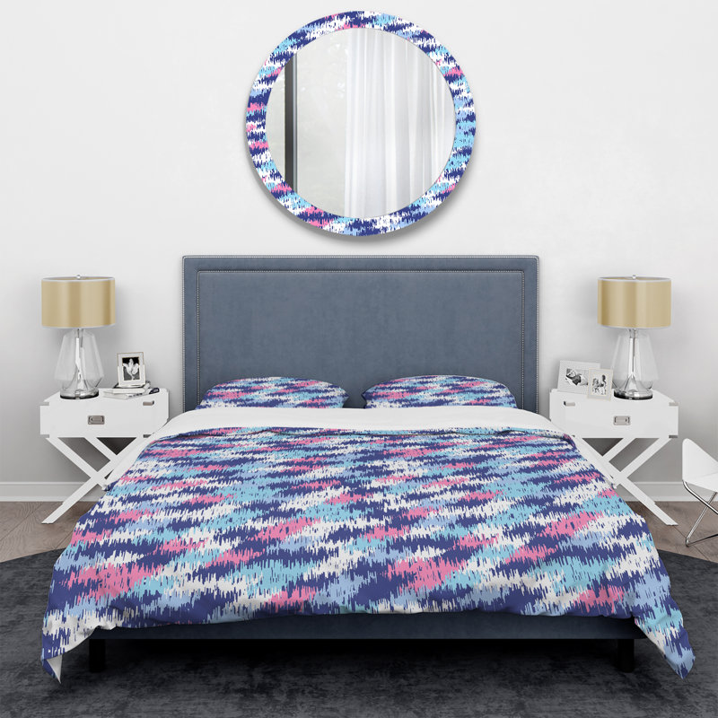 Ensemble de housse de couette à motif rose et bleu, Housse de couette pour très grand lit et 2 très