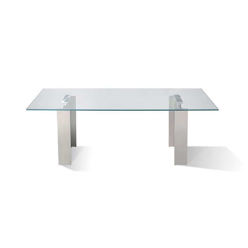 Grietje Glass Top Metal Base Dining Table, 40" W x 84" L