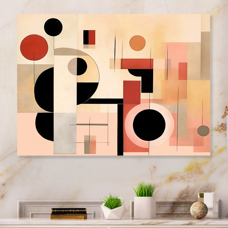 «Cubism Scandinavian Coral Artwork» sur, H 30 po x l 40 po x P 1,5 po