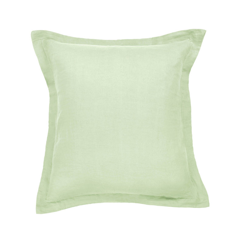 26" X 26" French Linen Euro Pillow With Flange, Matcha