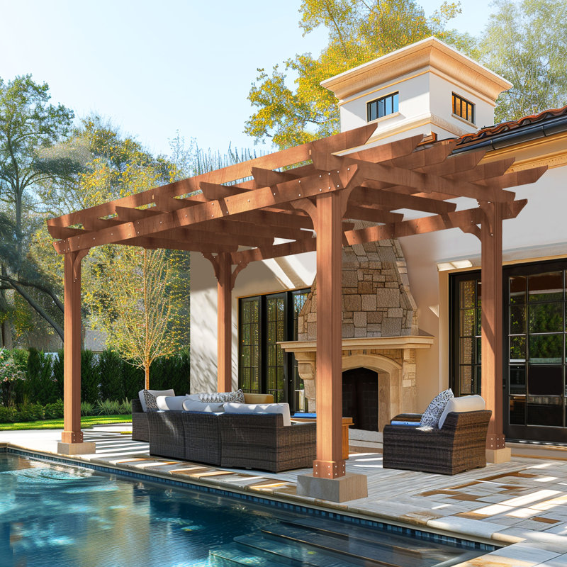 Solid Wood Pergola, 12 ft. W x 10 ft. D