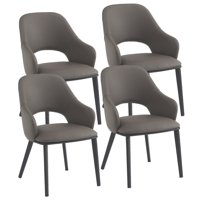 Chaise de salle à manger moderne en similicuir et métal, ensemble de 4, Modern Stone Faux Leather/Metal Dining Chair, 4pk
