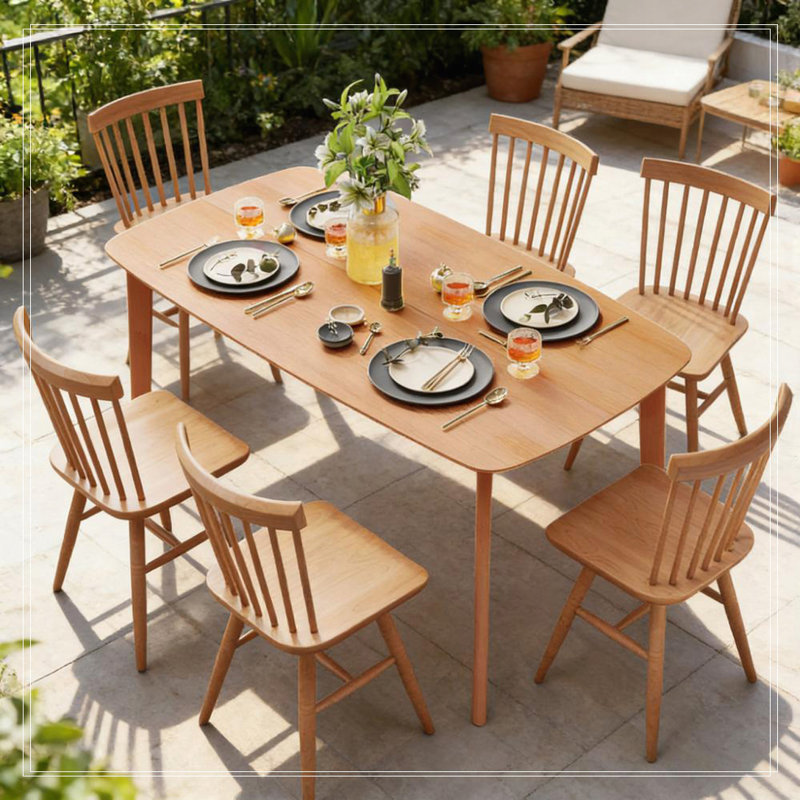 Rectangular Kitchen Table,Wood Dining Table, 29.9" H x 59.1" W x 31.5" D