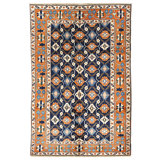 High-Quality Hand-Knotted Navy And Rust Area Rug