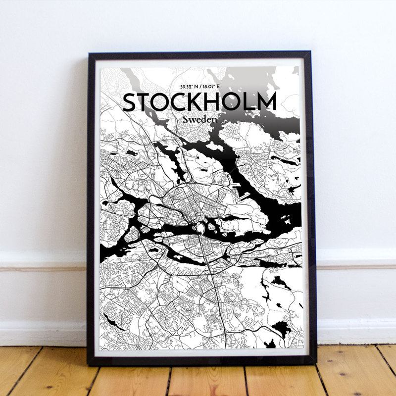 Stockholm City Map - No Frame Print, 85 cm H x 45.7 cm W x 0.1 cm D
