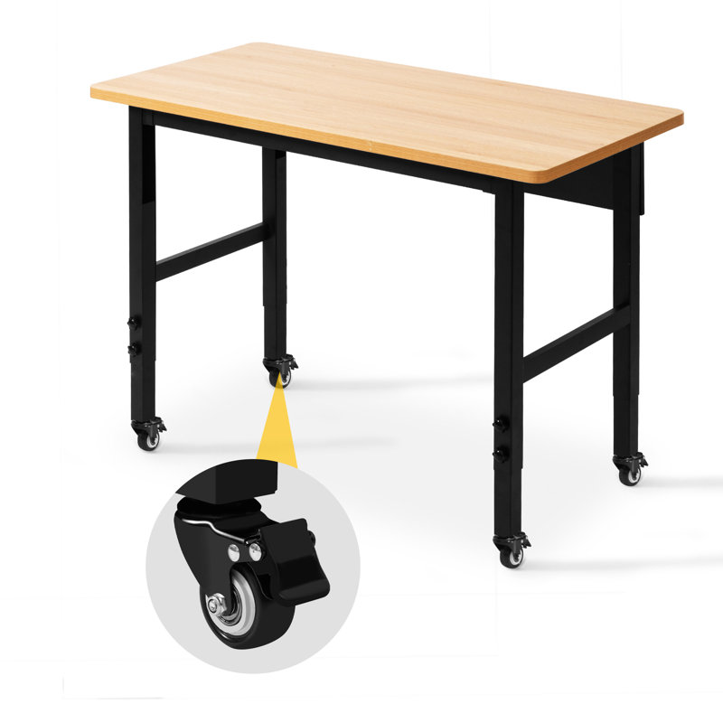 Vuyo 48" Adjustable Heavy-Duty Work Bench with Locking Universal Wheels & Metal Frame,Workshop Garage Table