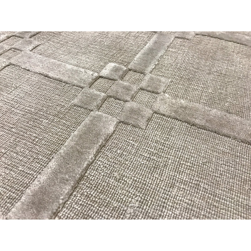 Wool Geometric Area Rug in Beige, Rectangle 9' x 12'