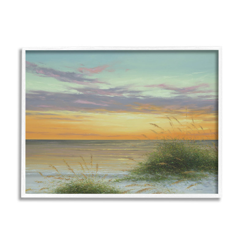 Coastal Reeds, coucher de soleil sur la plage, estampe numérique par Martin Figlinski, H 11 po x l 14 po x P 1,5 po