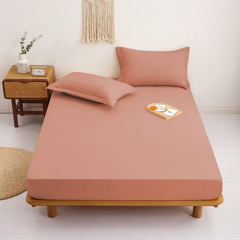 Aspire Homeware Ultra Soft 40cm Deep Fitted Sheet for Extra Deep Mattress and Cozy Sleep, King (5'), Peach