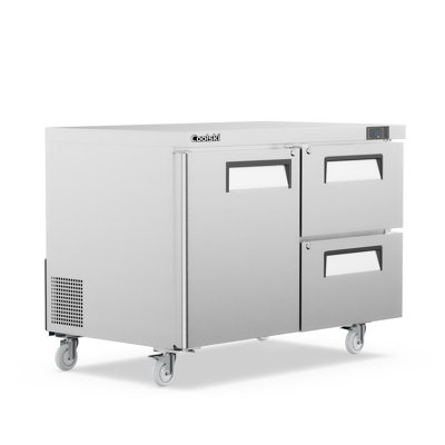 48" 12.1 Cu. Ft. Commercial Undercounter Worktop Refrigerator with Double Drawers - Stainless Steel Food Prep Station